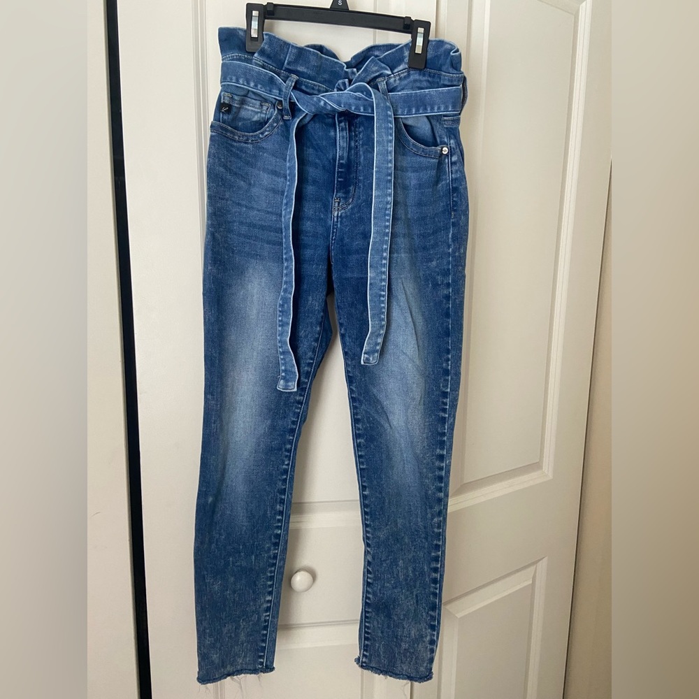 Romwe tie waist paper bag jeans
